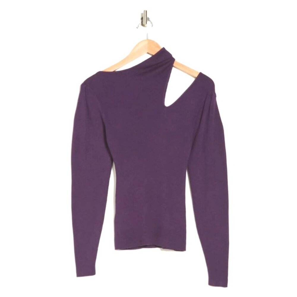 NWT BCBGENERATION Cutout Shoulder Sweater XS Blackberry Purple Asymmetric Neck